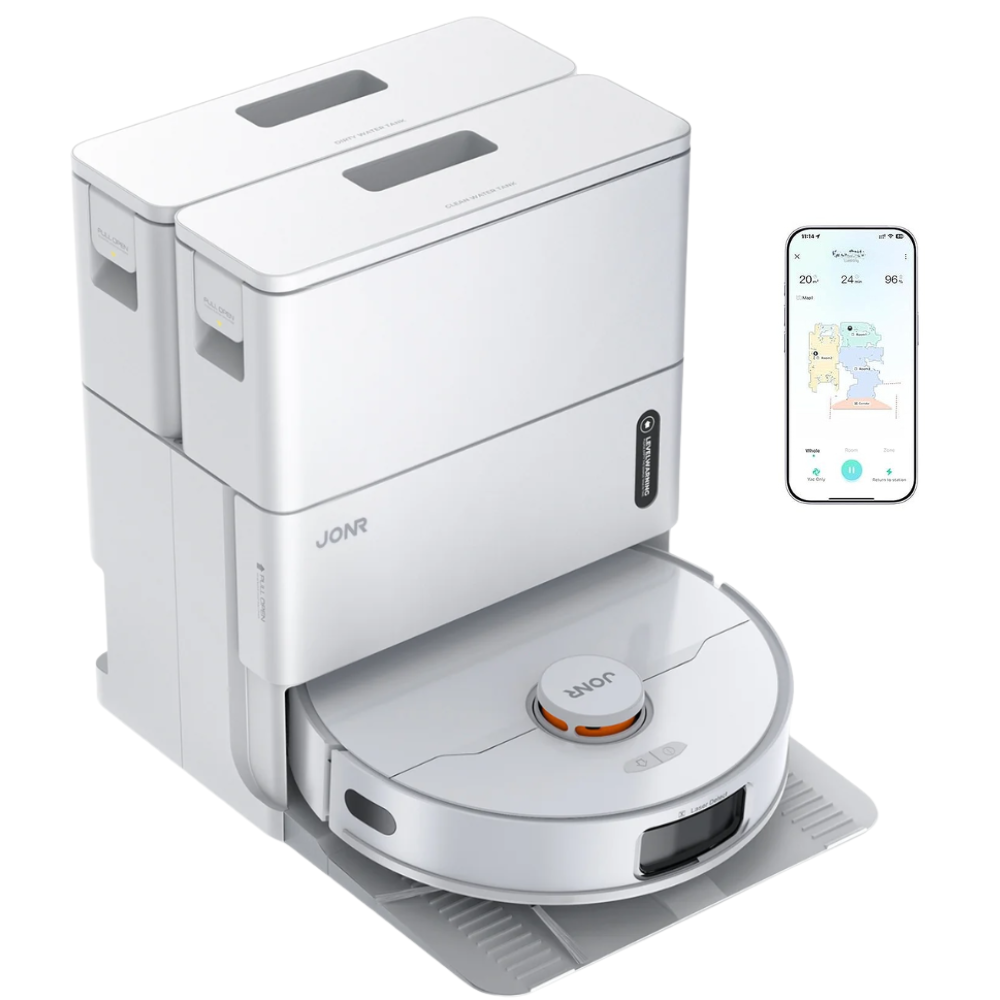 JONR T5 Pro Gen 2 15000Pa Robot Vacuum Cleaner with Washing Function, Suction Power (T5 Pro Upgrade) with Hot Air Drying, Anti-Tangle Side Brush